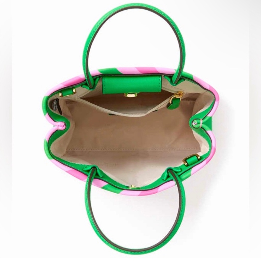 NWT Kate Spade Candy Treat Yourself Mini Crossbody Tote- Pink and Green Stripes - Picture 5 of 10